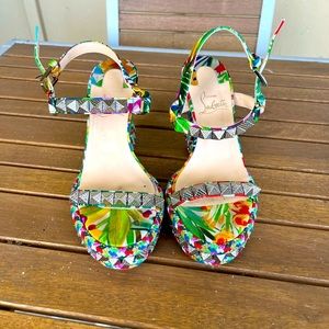 Limited addition Christian Louboutin wedges. Colorful and unique.